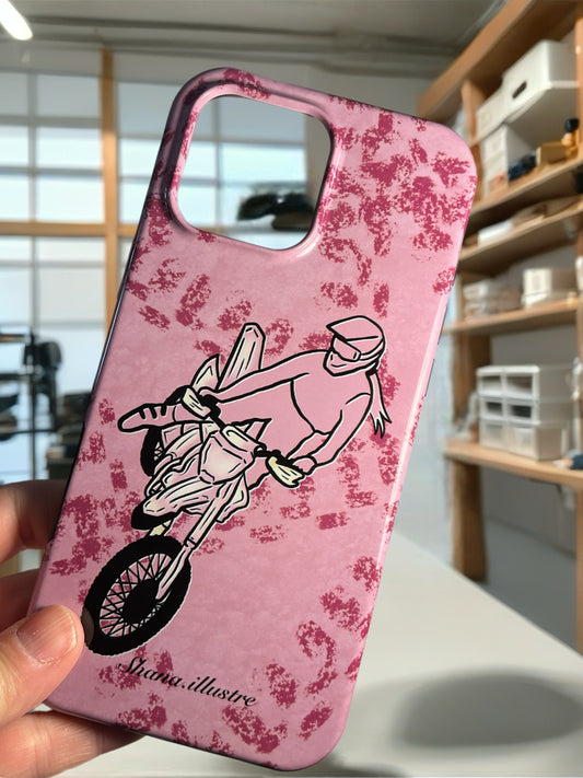 COQUE CELLULAIRE «MOTOCROSS ROSE»