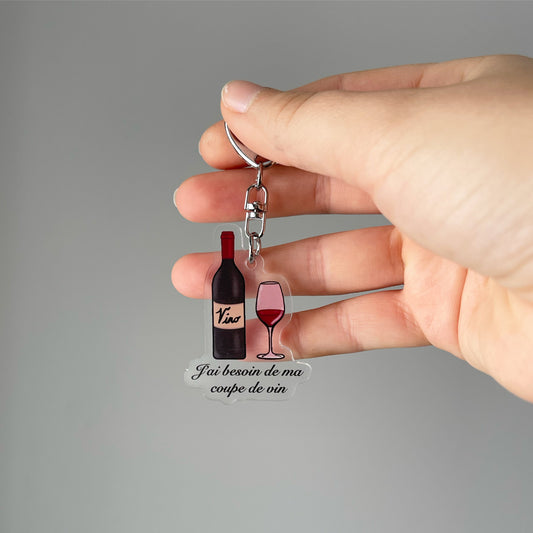 PORTE-CLÉS « J’AI BESOIN DE MA COUPE DE VIN »